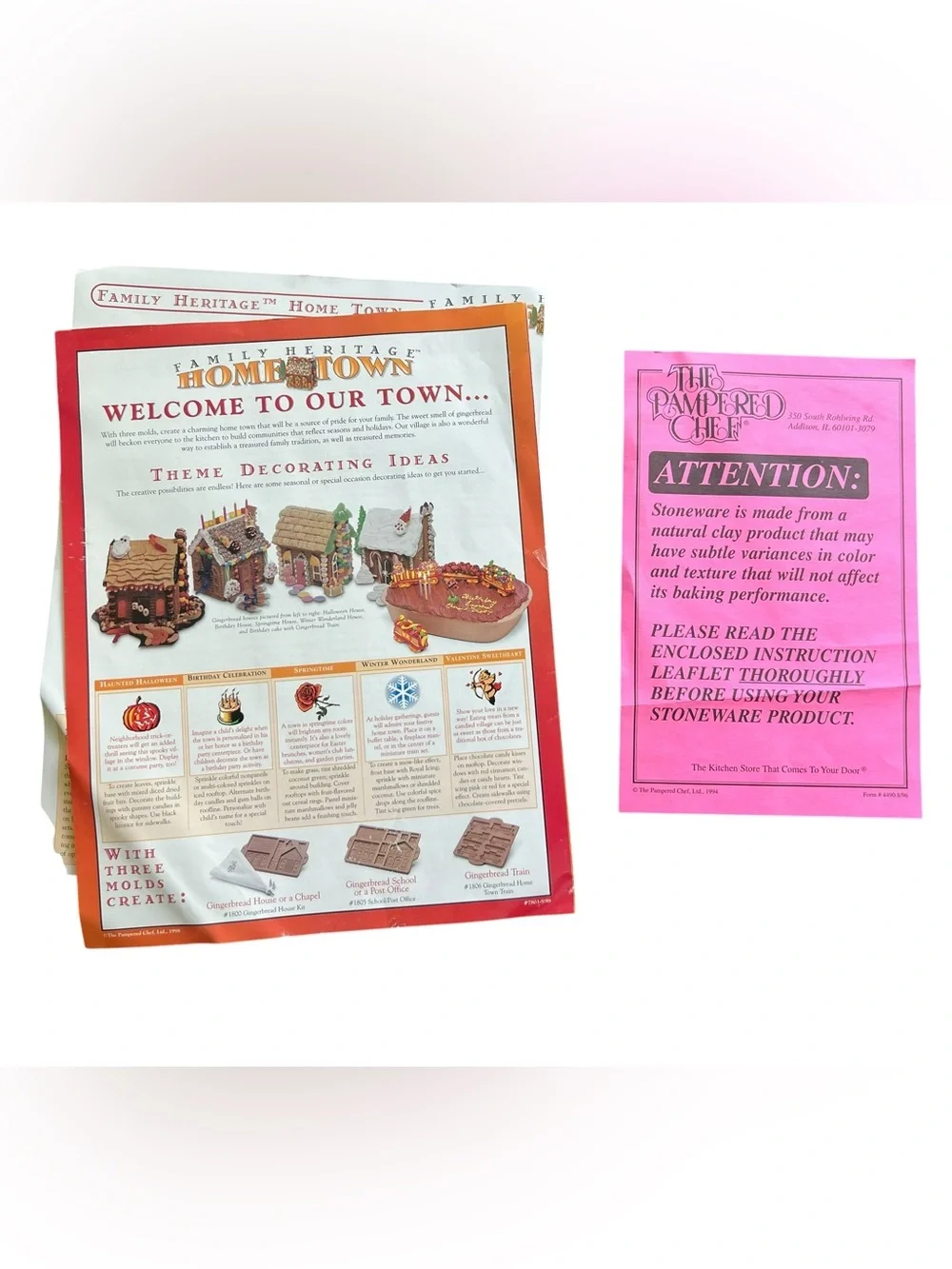 Pampered Chef Vintage Gingerbread Stoneware Cookie Mold Set NWOT Unused